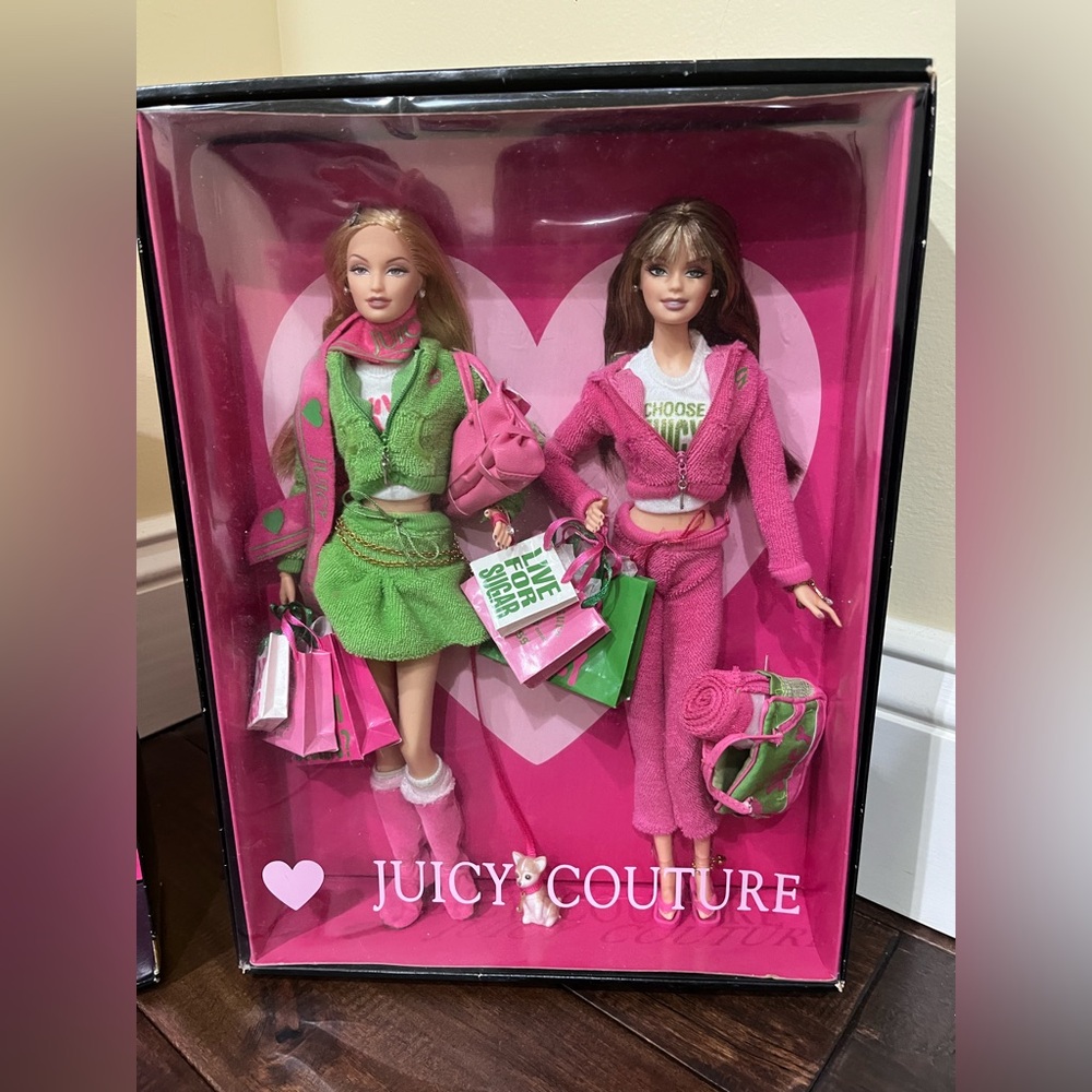 RARE!! Collector’s!  Juicy Couture Pink and Green Fashion Doll Gift Set. Y2K